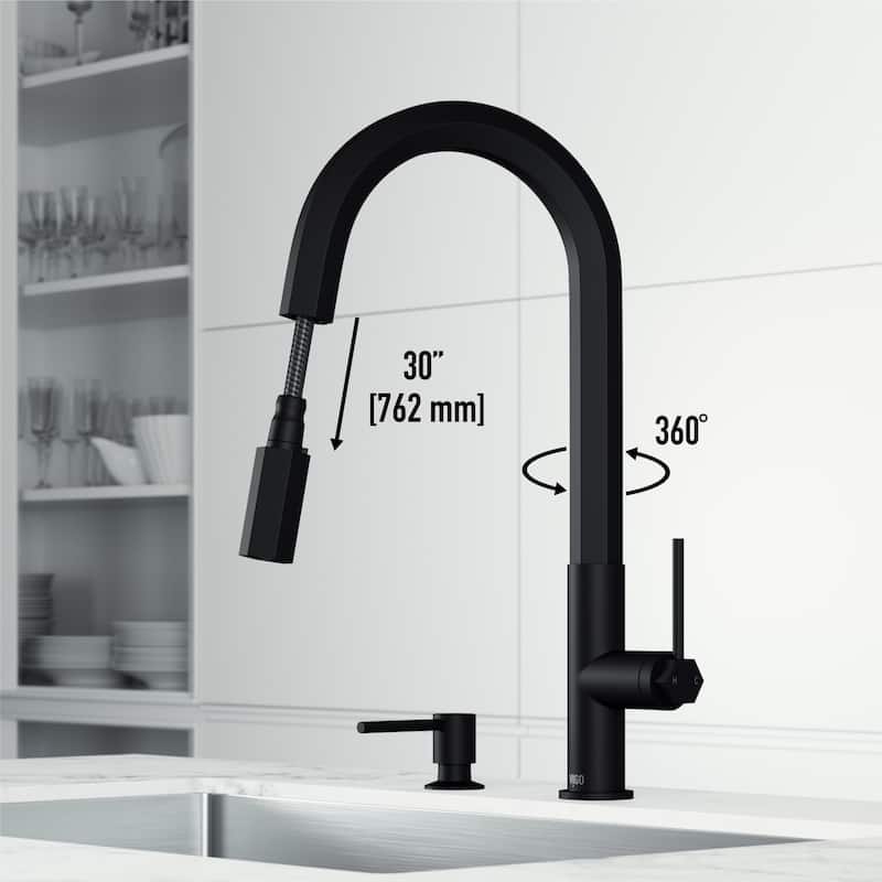 VIGO Hart Hexad 18" H Single Handle Pull-Down Kitchen Faucet