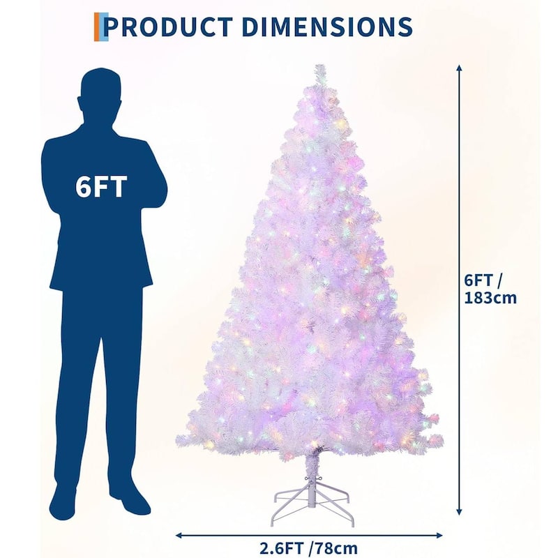 Prelit White Purple Gradient Snow Flocked Christmas Tree, Xmas Tree - N/A