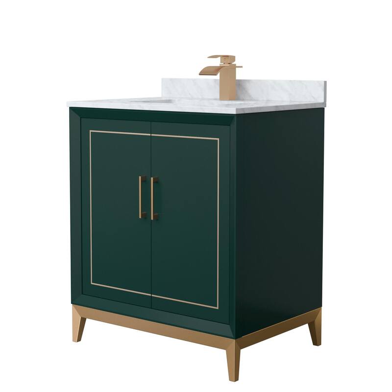 Wyndham Collection WCH515130S-NAT-UNSMXX Marlena 30" Free Standing - Green / Satin Bronze Hardware