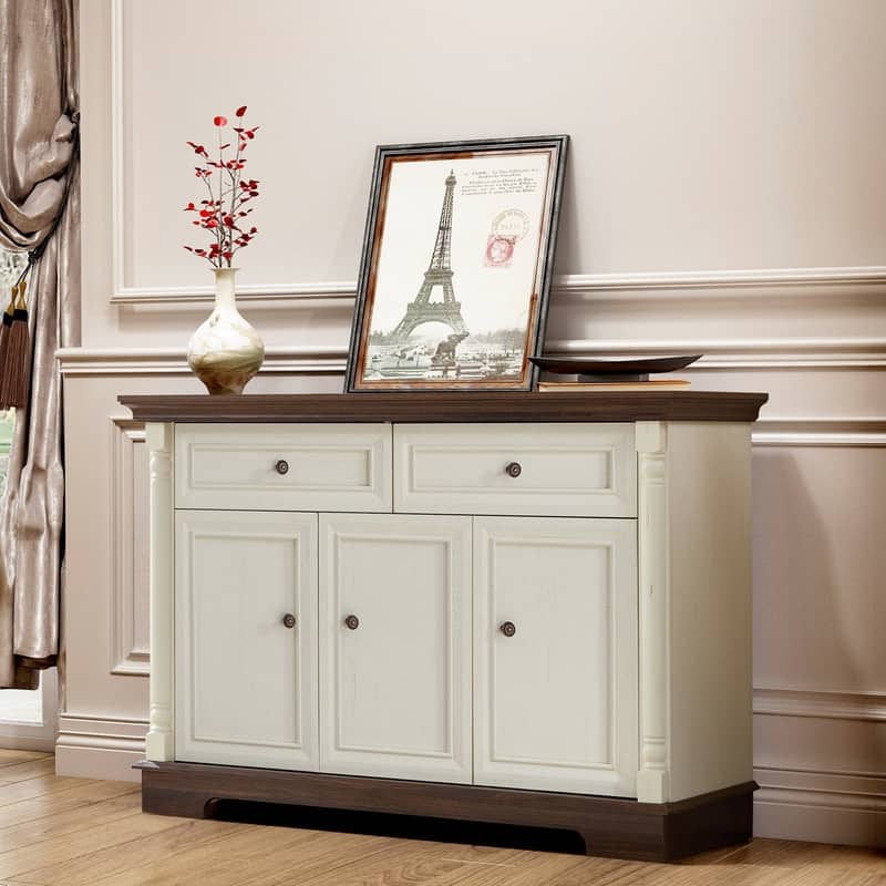 Farmhouse 47.24" Sideboard Buffet, Kitchen Storage Cabinet with 2 Drawers for Organized Home Living Solutions