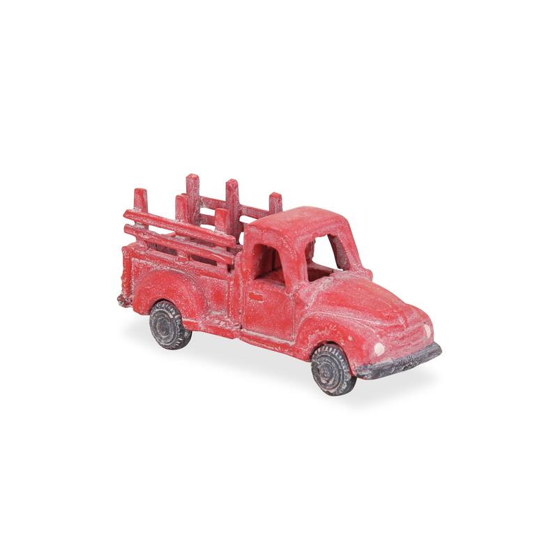 HomeRoots 5" Red Metal Hand Painted Decorative Truck Tabletop Sculpture - 10' X '4.5' X '3.5