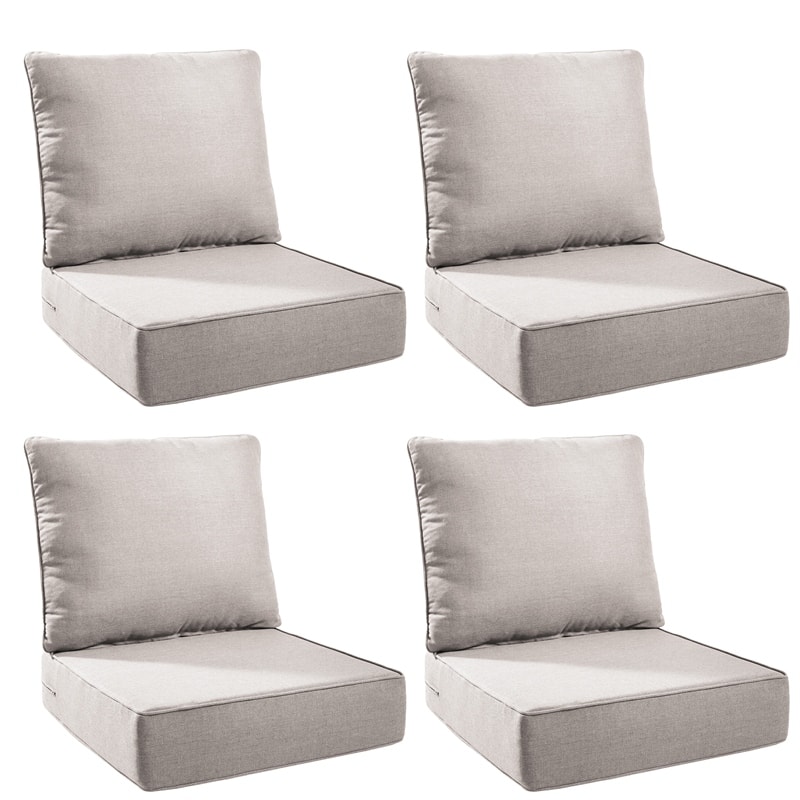 Pocassy 24x24x6 Inch Thick Cushions Pillows Indoor Outdoor Deep Seat Water & Fade Resistant - 4 Set - Beige Cushion