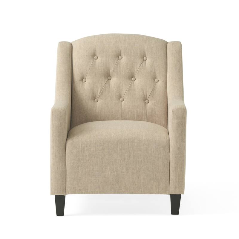 Beige 29.6" Button Tufted Arm Chair with Ottoman