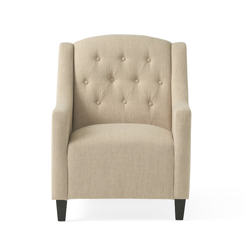 Elaine Light Beige Tufted Fabric Club Chair with Ottoman by Christopher Knight Home