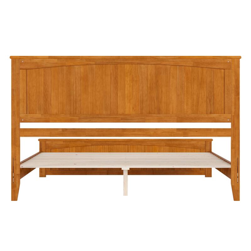 King Size Wood Platform Bed with Footboard - Low Profile Modern Bedroom Furniture