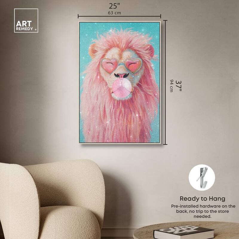 Pastel Lion Bubblegum Canvas by Art Remedy