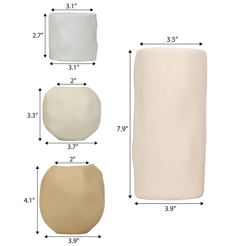 JONATHAN Y Linden Handmade Concrete Organic Sculptural Cylinder and Round Planter Set with Drainage Holes (Set of 4)