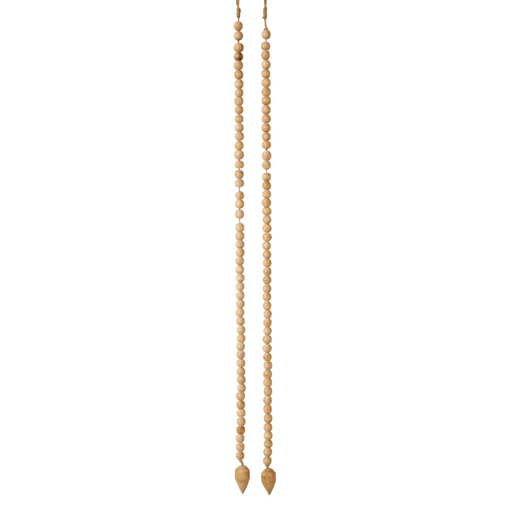 Wood Bead Strand with Decorative Wood Bead Drop