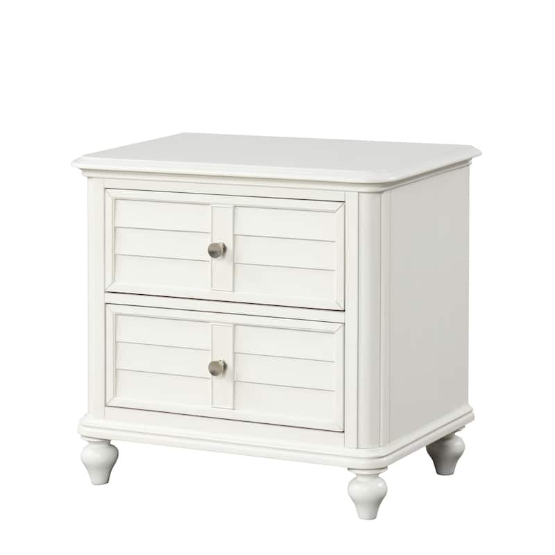 Furniture of America Skye Coastal Antique White Solid Wood 2-Drawer Nightstand