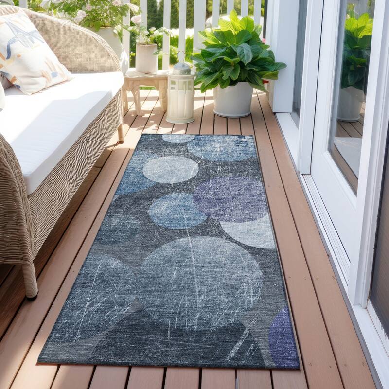 Balo Unique Abstract Weather Resistant Timeless Fusion Runner Outdoor Rug