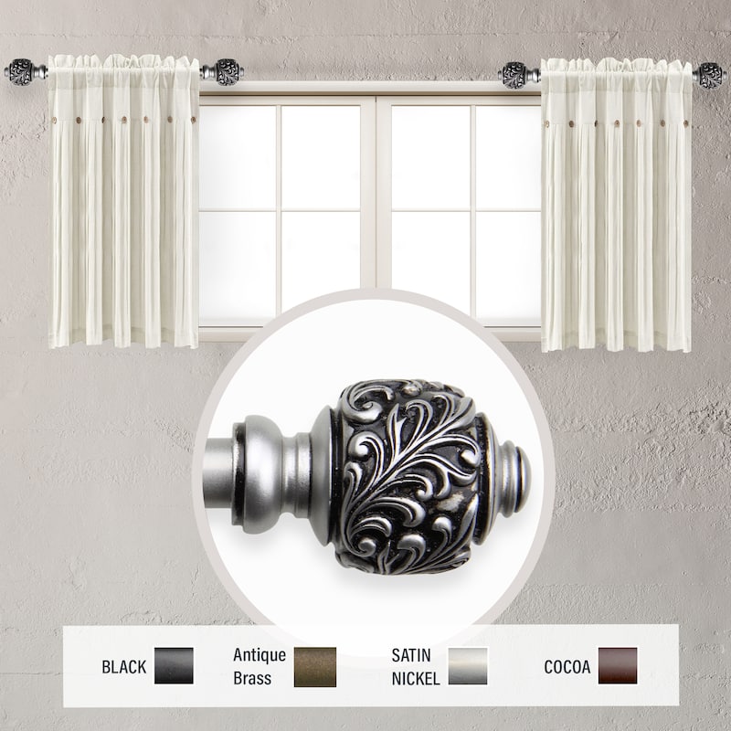 InStyleDesign Tova 5/8 inch dia. Side Curtain Rod 12-20 inch long (Set of 2) - Satin Nickel