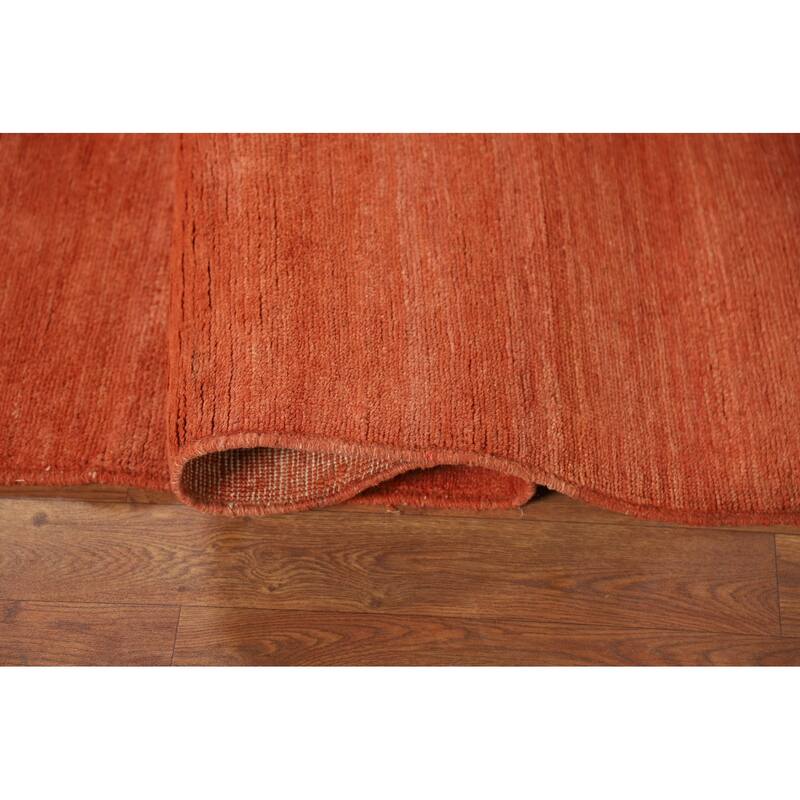 Orange Modern Gabbeh Oriental Area Rug Hand-Knotted Wool Carpet - 4'11" x 6'7"