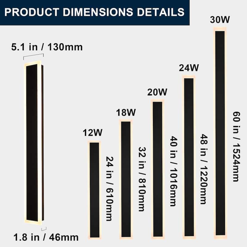 2-Pack 32" RGB Smart Outdoor Wall Lights