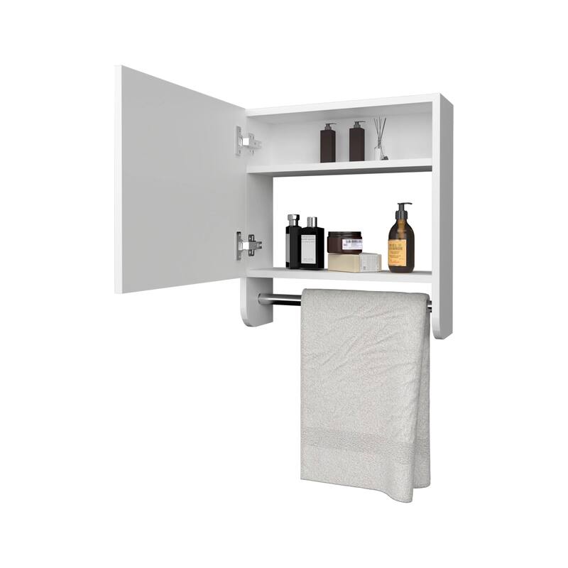 Medicine Cabinet with Towel Bar and Included Mirror