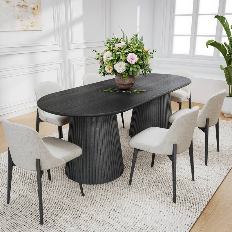 86" Double Pedestal Oval Dining Table