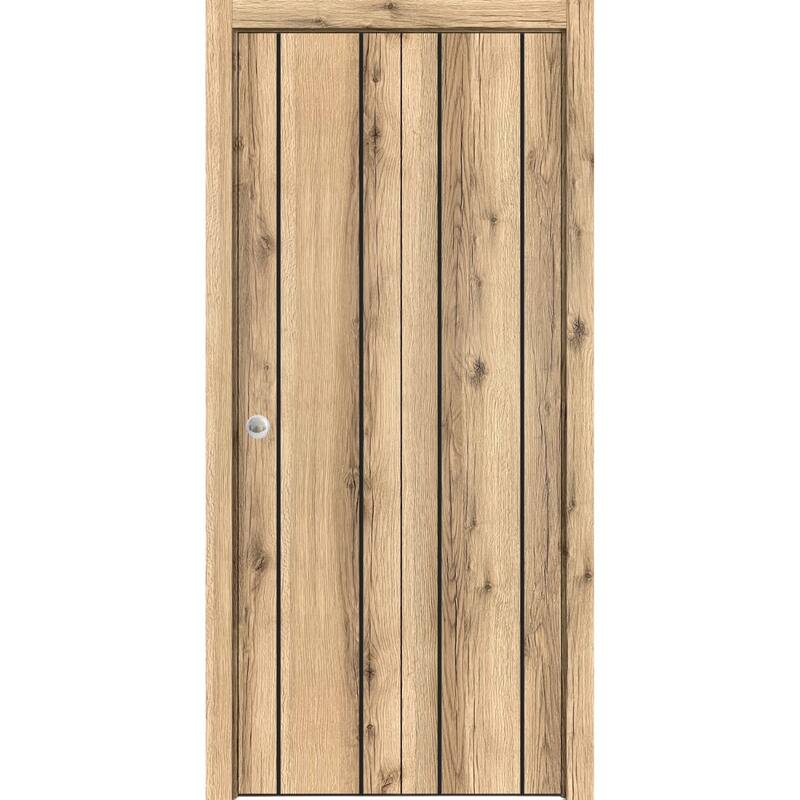 Bi-fold Doors 56 x 80 Planum 0017 Oak with Sturdy Tracks - 84" x 84" ( 2* 42x84)