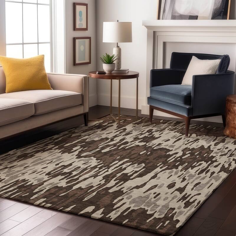 Premium Washable Super Soft Abstract Harmony Mayfield Rug - Brown - 8' x 10'