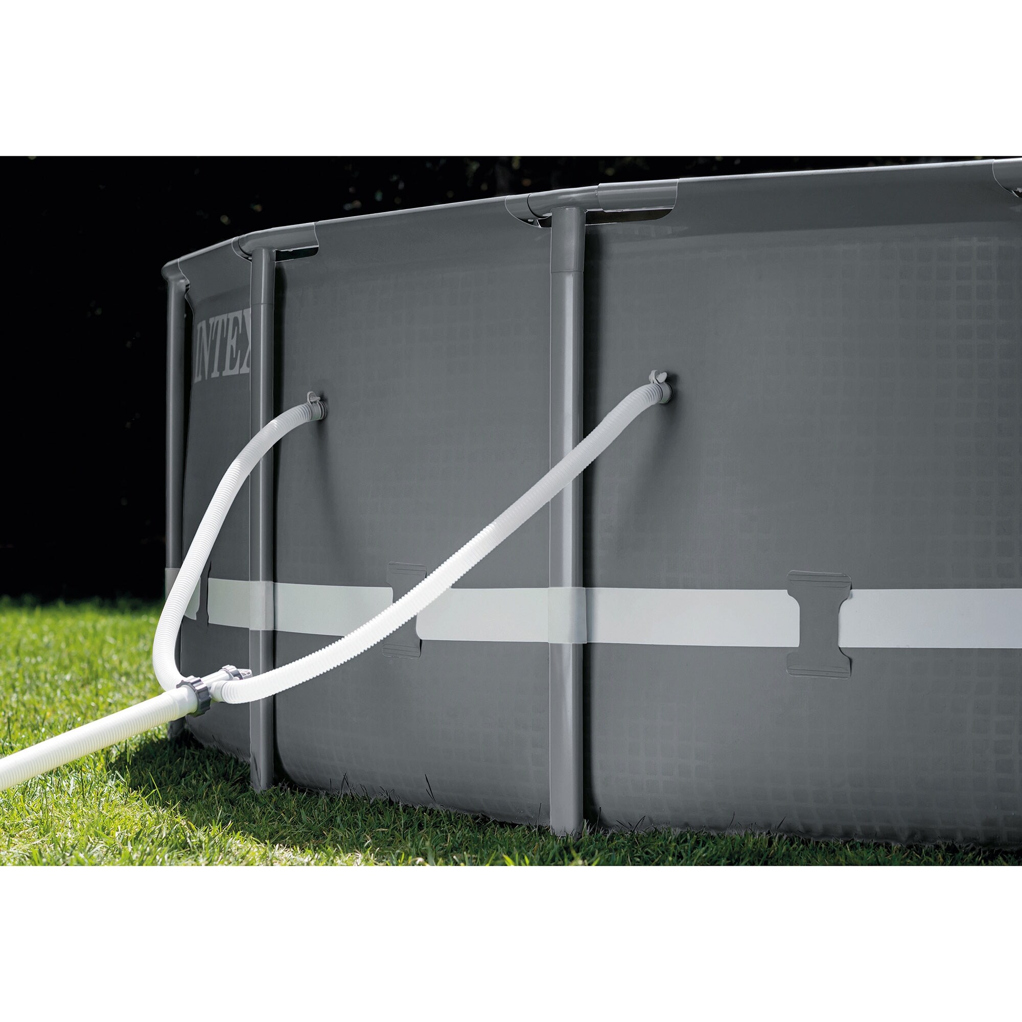 Intex Ultra Frame 26 Foot x 52 Inch Round Above Ground Outdoor Swimming Pool Set - 26 x 26 x 52 inches