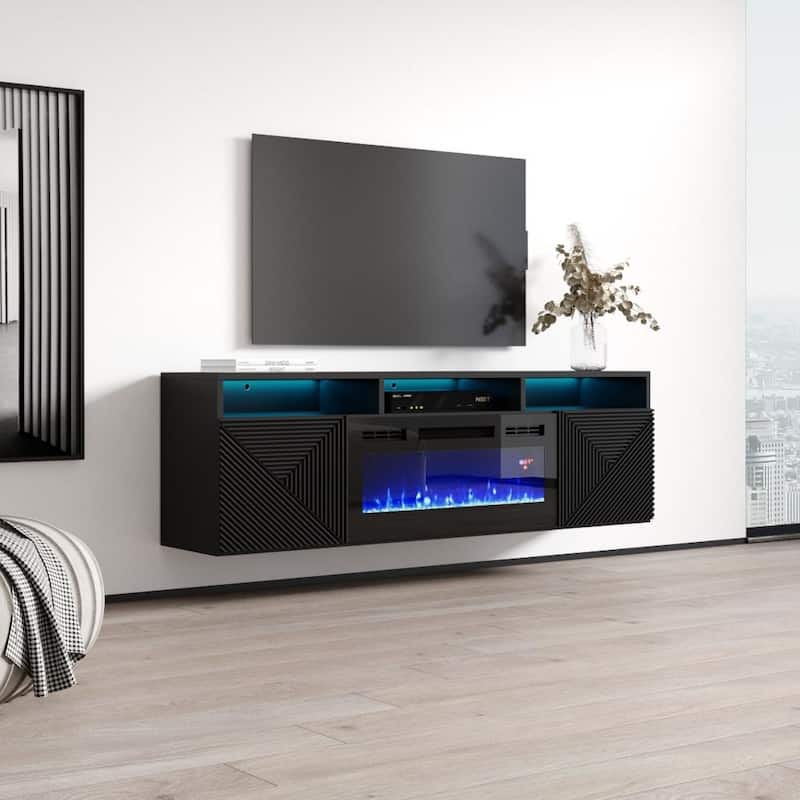 Giza EF Wall Mounted Electric Fireplace Modern 63" TV Stand