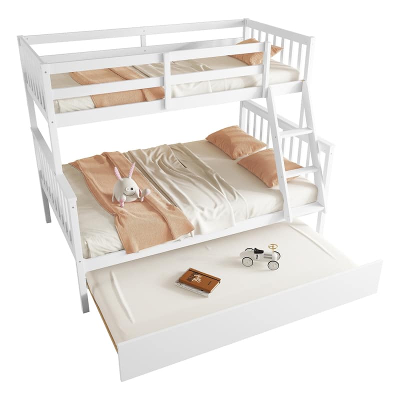 Twin Over Full Bunk Bed with 3-in-1 Trundle