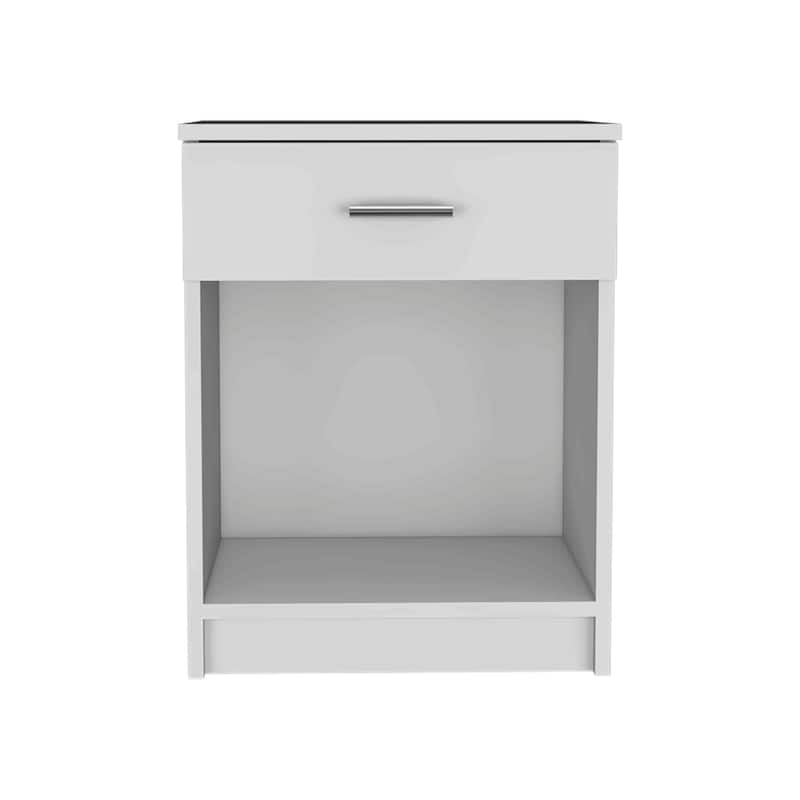 Compact Black End Table/Nightstand - One Drawer, Open Shelf, and Superior Top
