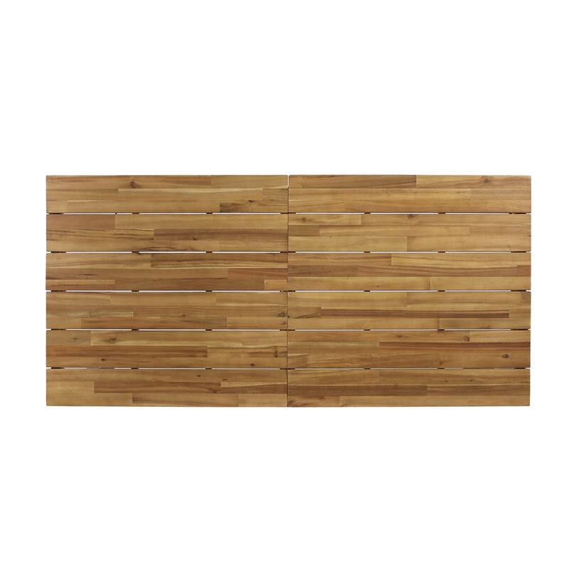 Rectangular Outdoor Dining Table, 71"L Acacia Wood Patio Table, Outdoor Farmhouse Bistro Table for Yard, Garden