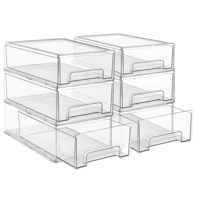 Sorbus Medium Clear Stackable Storage Drawers with Handles 2 Pack - 6 Pack