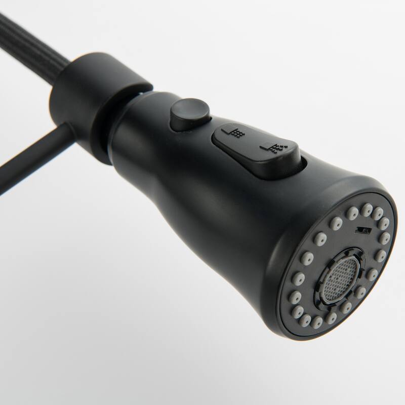 Modland Wall-Mounted Kitchen Faucet with Pull Down Sprayer 3-Function in Brushed Gold/Matte Black