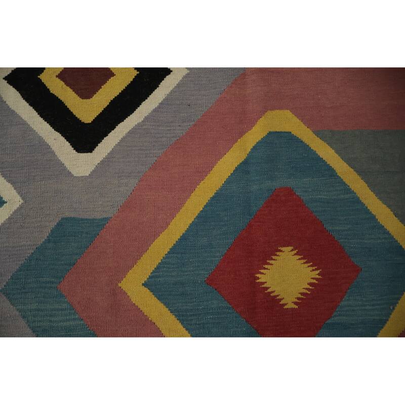 Hand Woven Oriental 100% Wool Carpet Southwestern Modern Multi-Colored Kilim Area Rug - 10' 10'' X 8' 10''