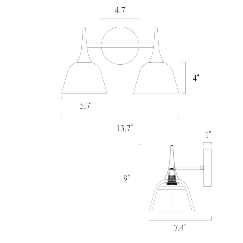 Ampla Modern Farmhouse 2-light Bathroom Vanity Light Black Gold Sonce with Resin Shade