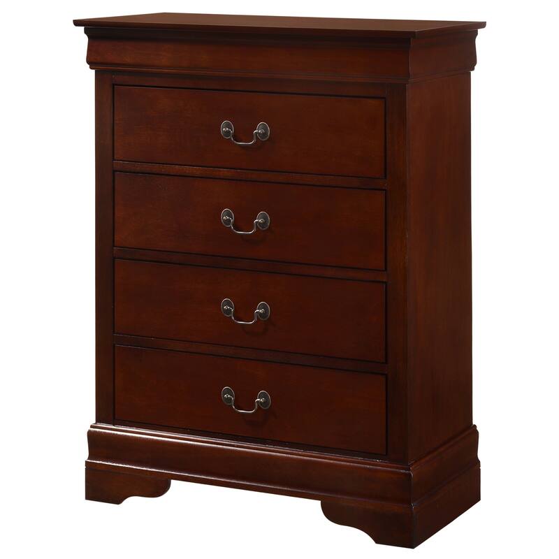 Passion Furniture Louis Phillipe Cherry 4 Drawer Chest of Drawers - 31"L x 16"W x 41"H
