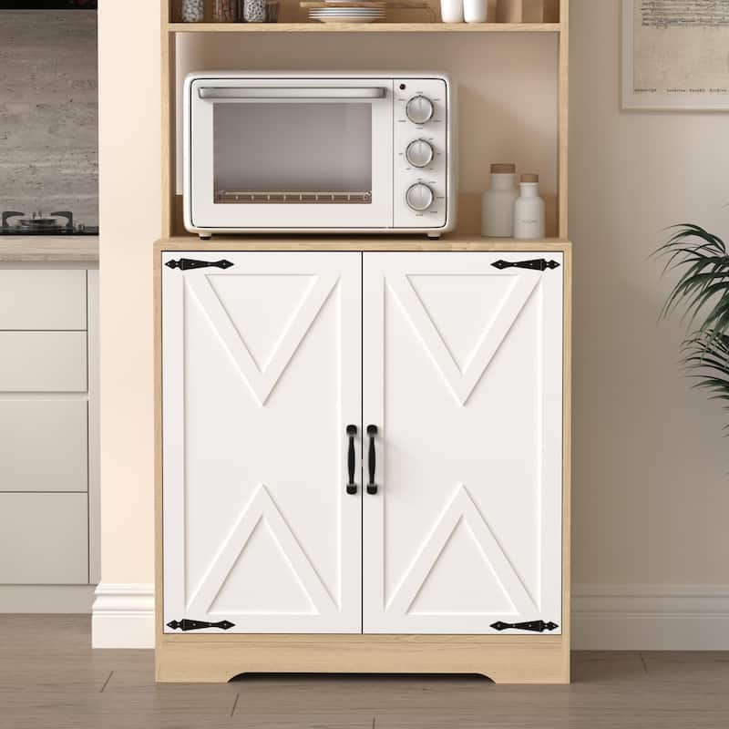 Kitchen Pantry Storage Cabinet with Doors and Shelves, 3-Tier Freestanding Larder Cupboard for Kitchen Organization