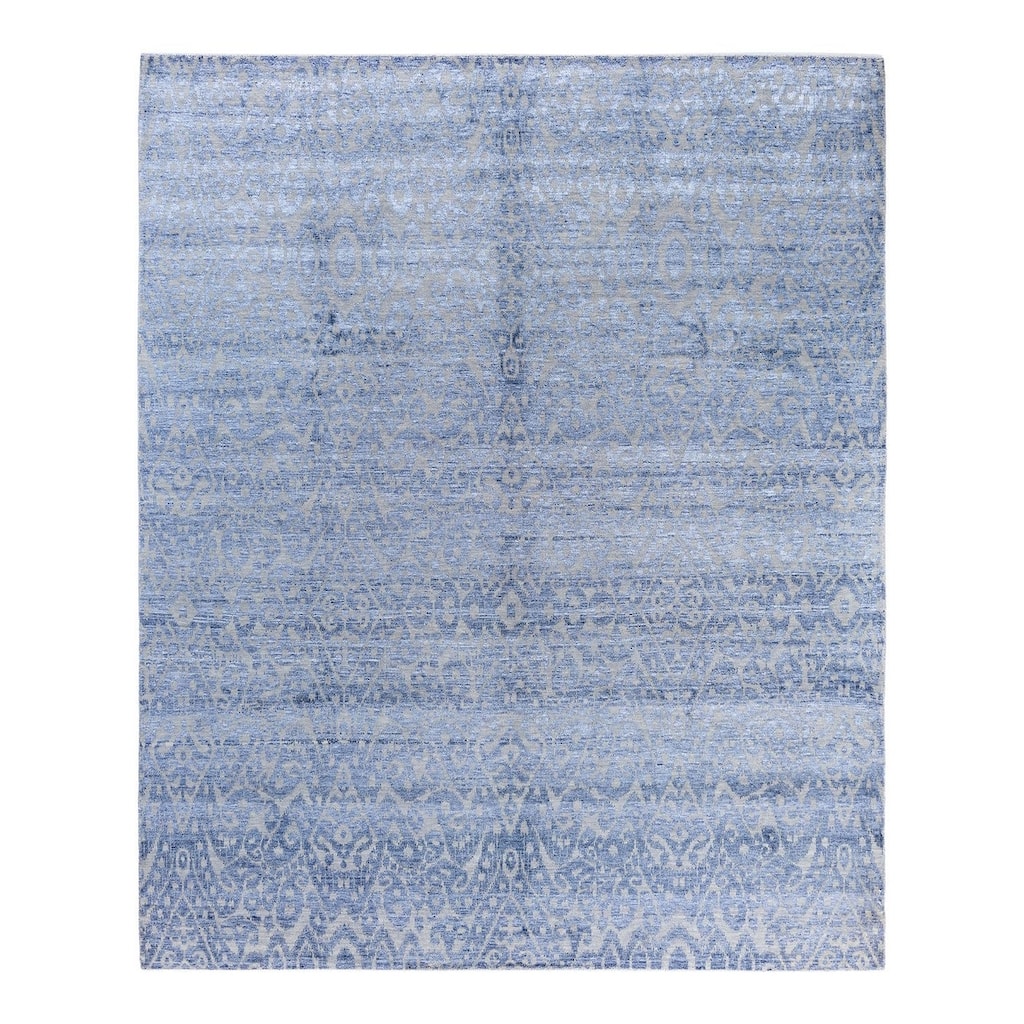 Modern One-of-a-Kind Handmade Area Rug, Blue - 8' 1" x 9' 8"