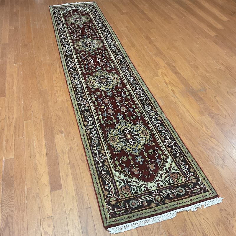 HERAT ORIENTAL Handmade Indo Serapi Wool Runner - 2'6" x 12'