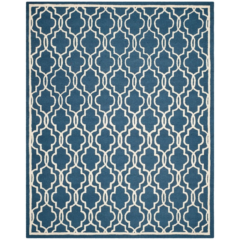 SAFAVIEH Handmade Cambridge Philine Geometric Wool Rug - 11' x 15' - Navy/Ivory