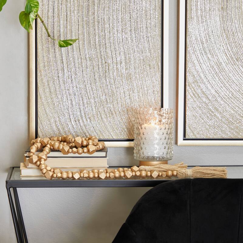 Bohemian Natural Wood Bead Garland with Cotton Tassels - 80 x 1