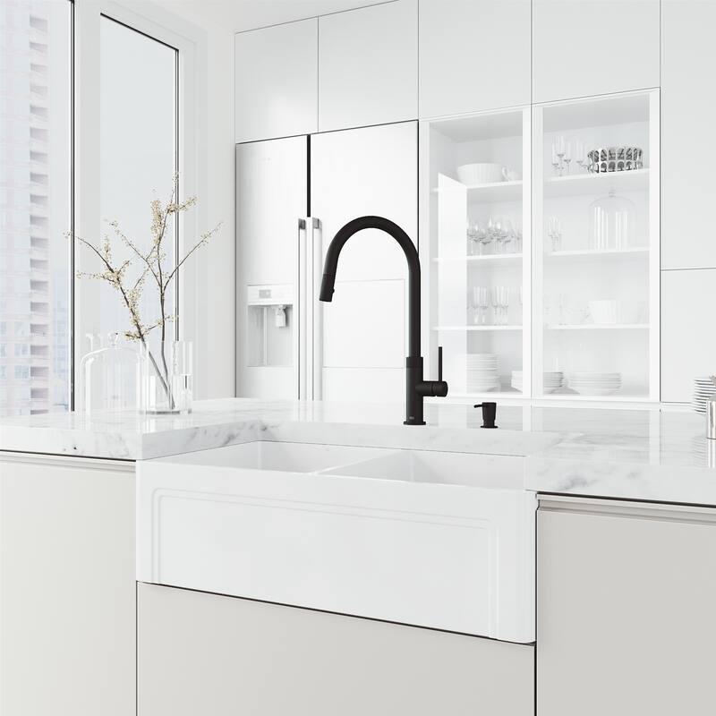 VIGO Bristol 19" H Single Handle Pull-Down Sprayer Kitchen Faucet