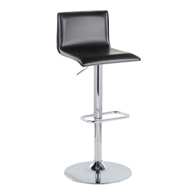 Porch & Den Mara Upholstered Adjustable Bar Stool with Rounded Rectangle Footrest (Set of 2)