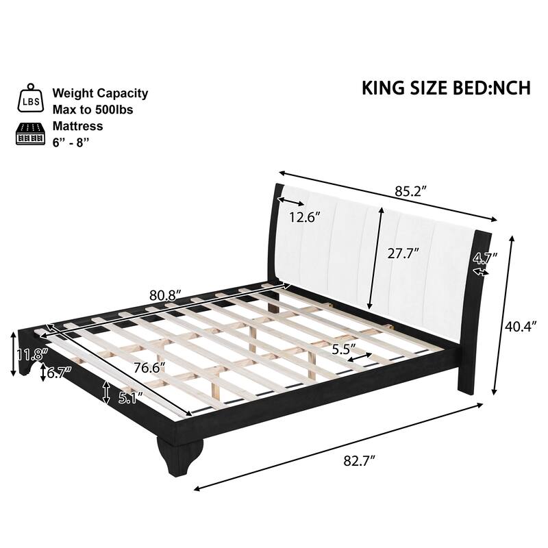 Christopher Knight Home - Mochi Premium Mid-Century Pine Wooden Bed Frame with Headboard Included - Black,White - King