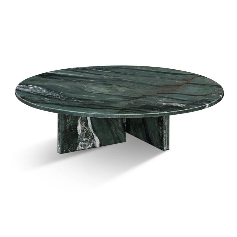 Roomfitters Natural Marble Coffee Table, Round Living Room Table, Solid Stone Modern Center Table, Genuine Marble
