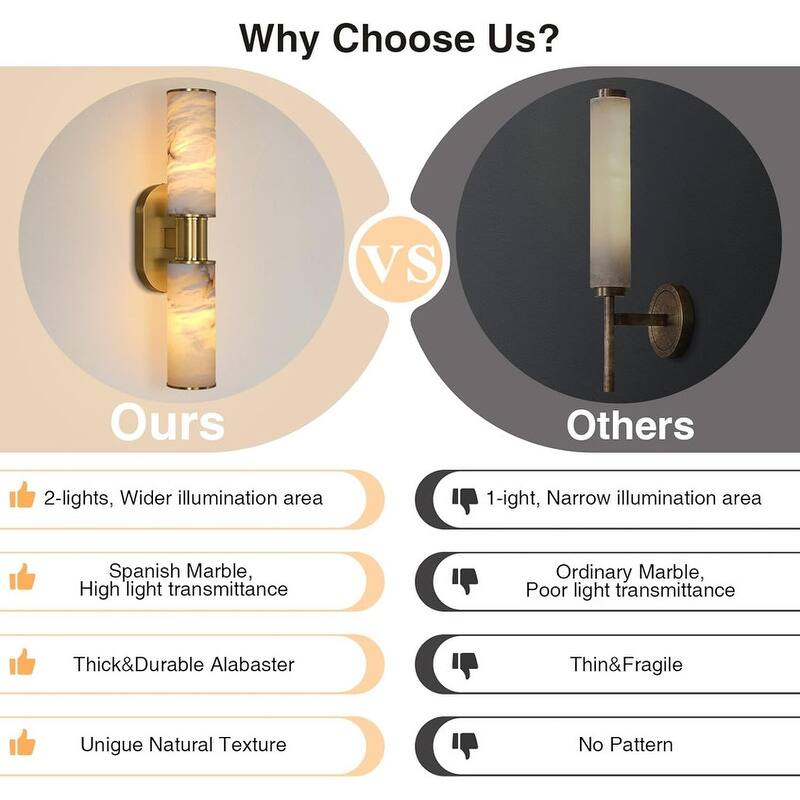 KAYLA Alabaster Wall Sconce 22", Modern Brass Wall Light, Spanish Natural Marble Indoor Sconces