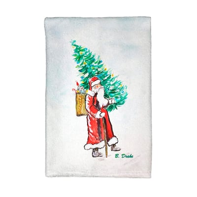Santa Bringing Tree Kitchen Towel - 16x25