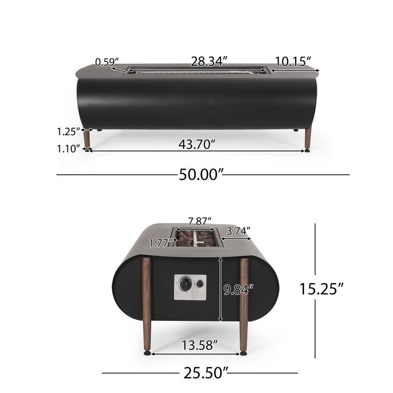 Vernon Outdoor Outdoor 50000 BTU Rectangular Fire Pit with Tank Holder by Christopher Knight Home