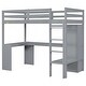 preview thumbnail 8 of 24, Wood Loft Bed Frame with Storage Shelves,1 Cabinet and 2 Drawers,L-shaped Desk,Full Size