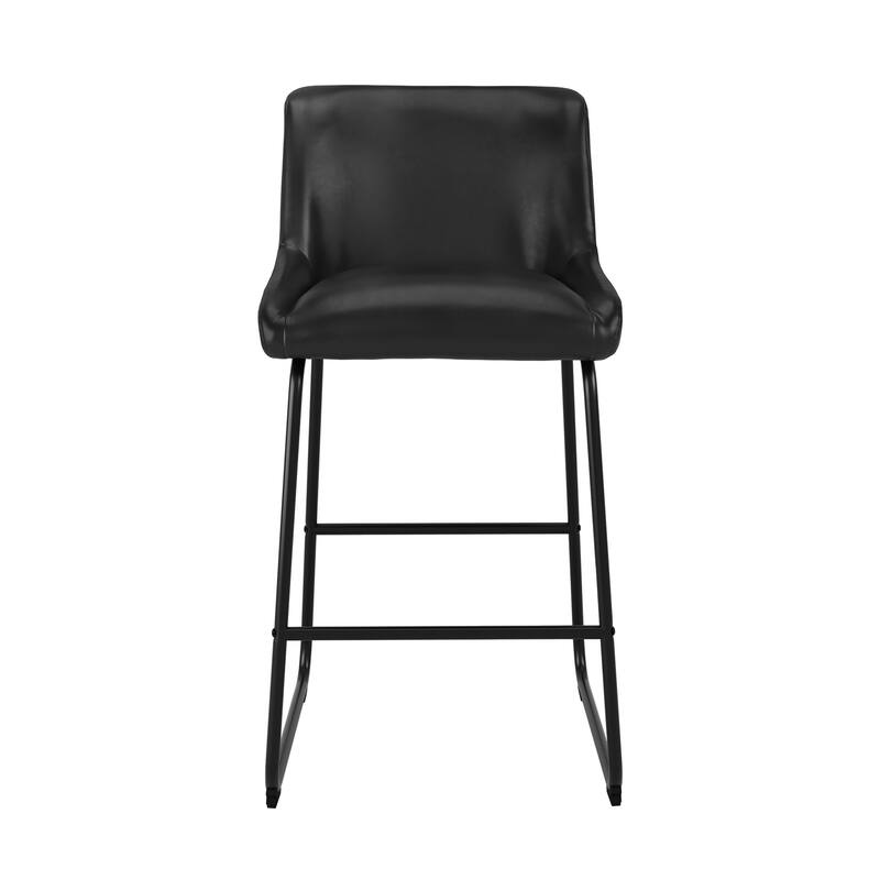 Counter Height Bar Stools with Metal Frame Upholstered Kitchen Island Stool in Faux Leather or Fabric