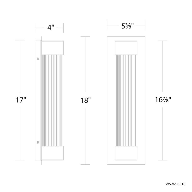 Chyzel 18in LED Outdoor Wall Light Selectable CCT 2700-3000-3500-4000K set to 2700K in Black