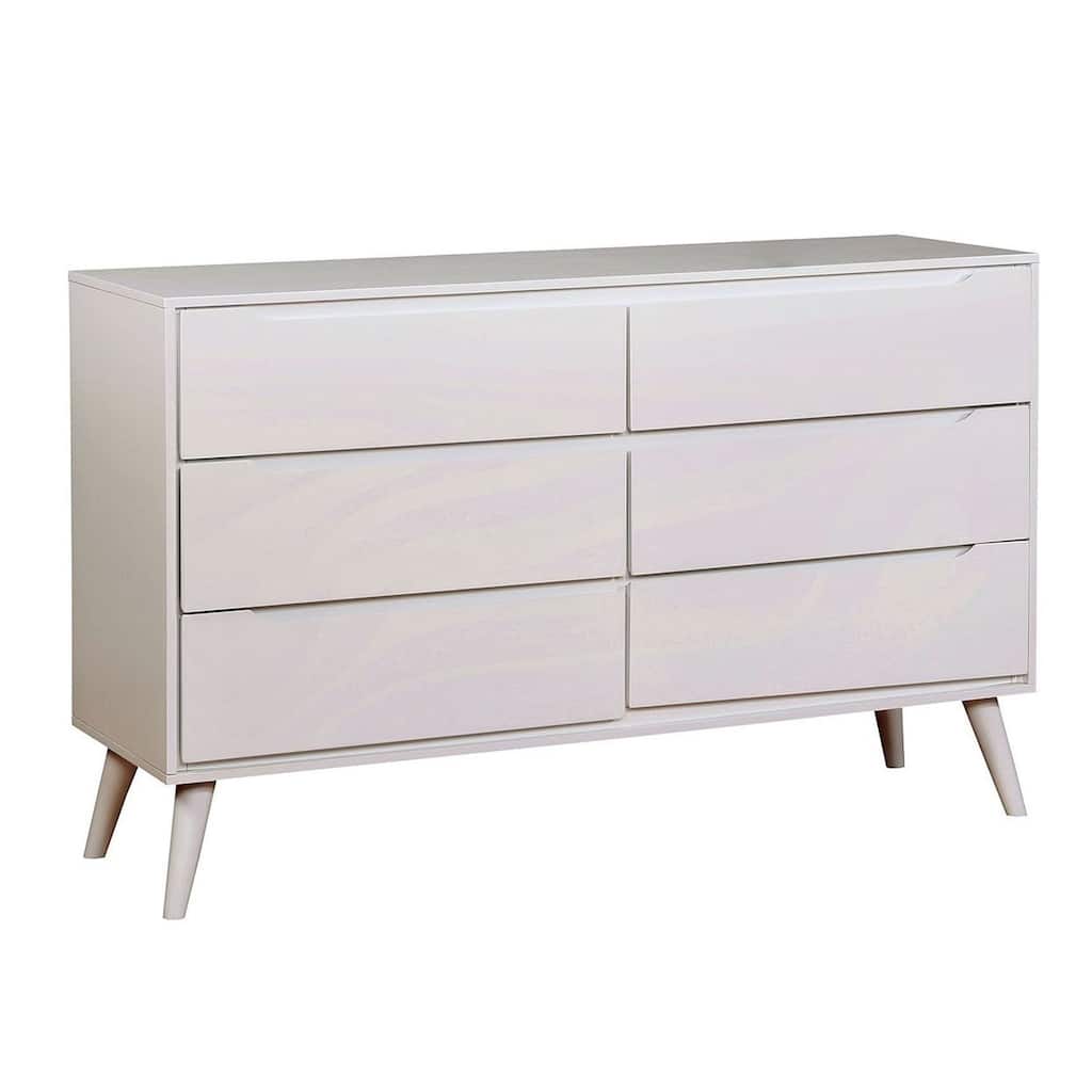 Sauv Wooden Mid-Century Modern Style Dresser, White