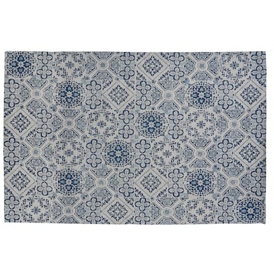 Park Designs Delft Tile Mosaic Blue Rug 4 ft X 6 ft - 4'x6'