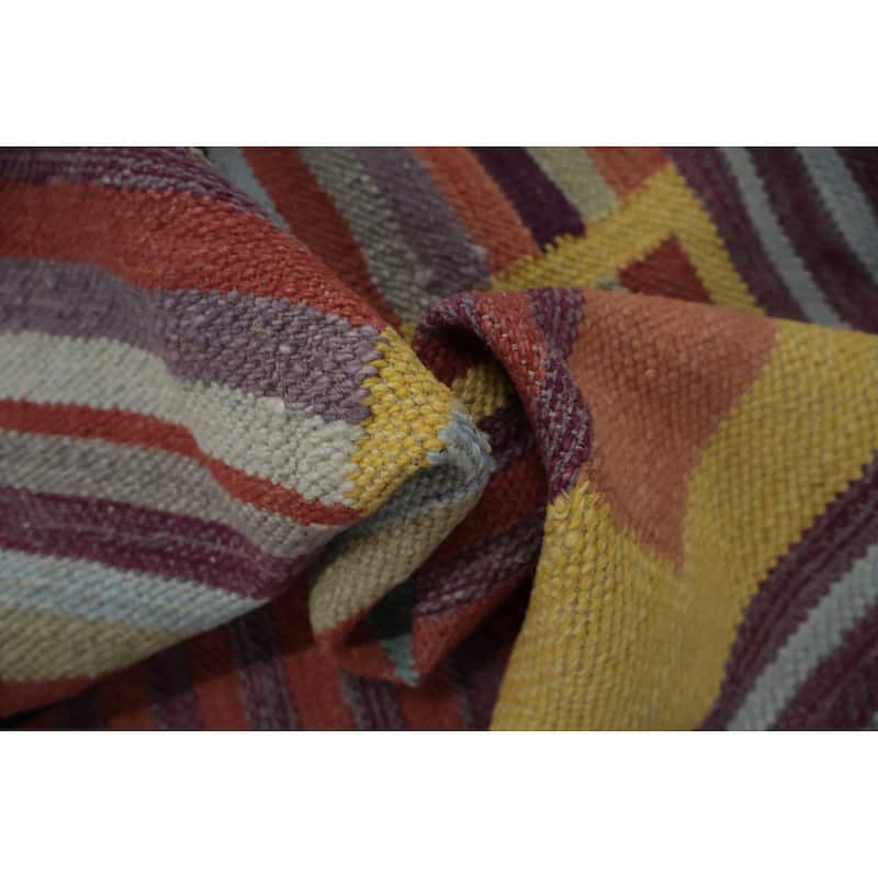 Hand Woven Oriental 100% Wool Carpet Southwestern Modern Oranges & Rust Kilim Area Rug - 10' 0'' X 8' 0''