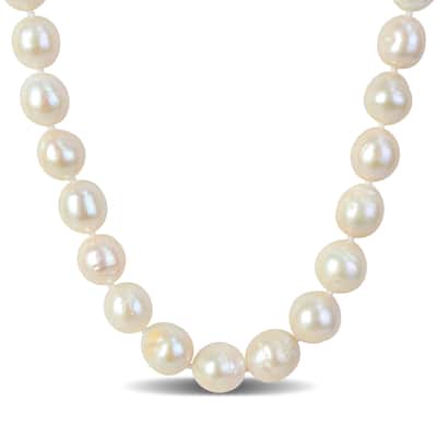 Miadora 9-11mm Cultured Freshwater Edison Pearl Necklace Ball Clasp in Goldtone - 18 in